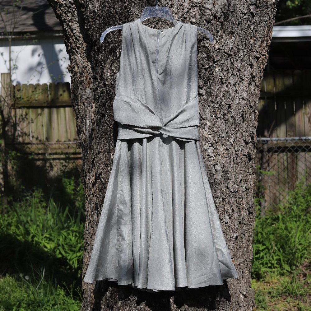Custom Silver Faux-Wrap Dress